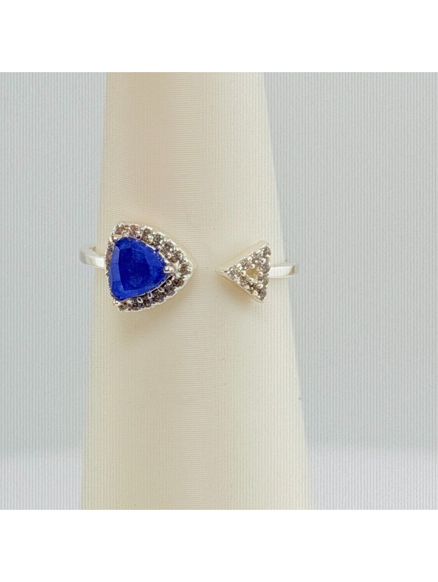 Bomb Party Ring Size 7 Blue Lapis Quartz On Rhodium Retro (No Bag)